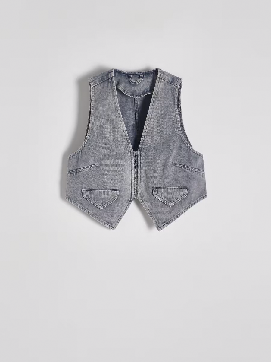 Washed Pure Cotton Denim Vest