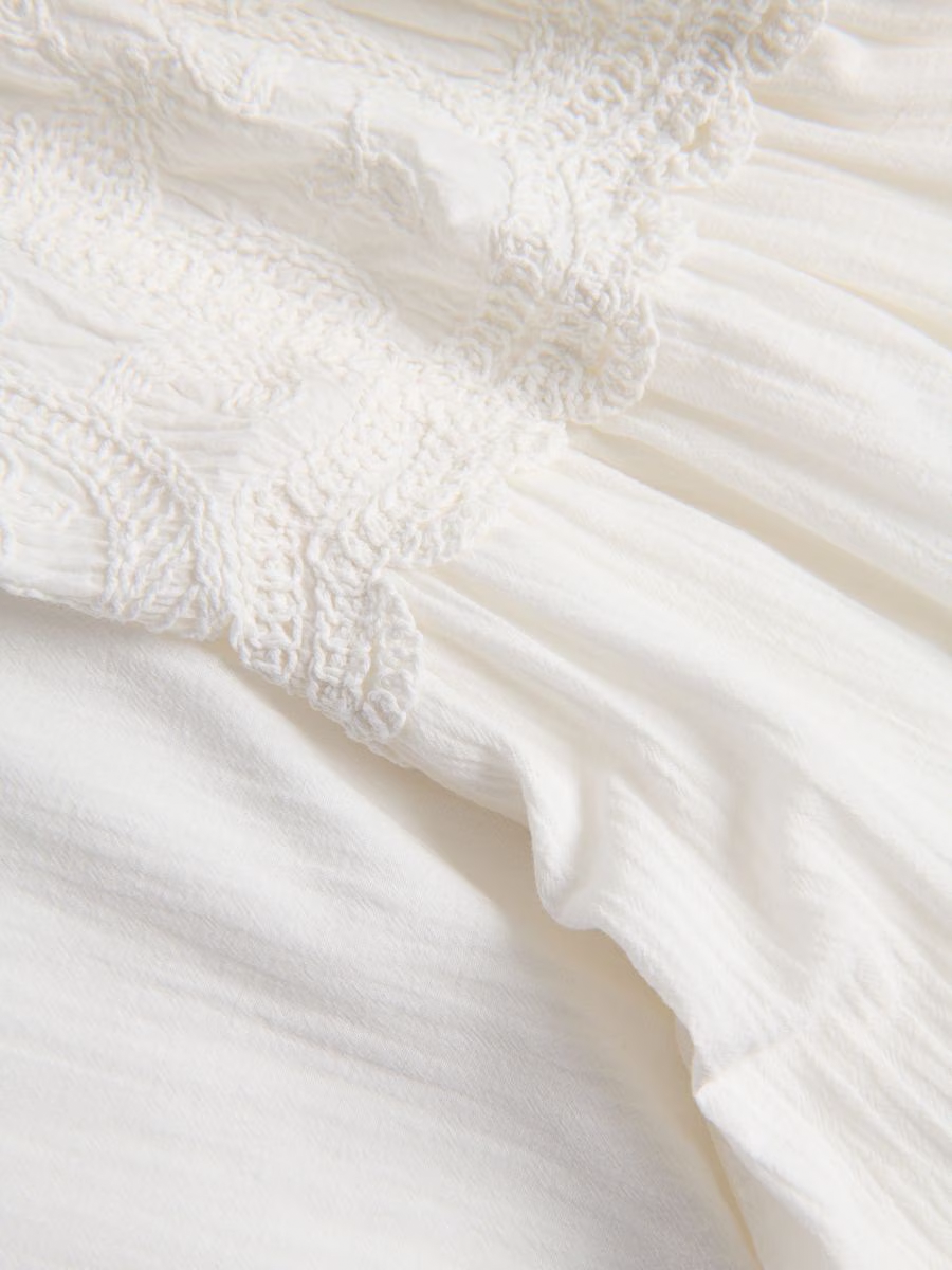 Premium Cotton Lace Trim Midi Dress