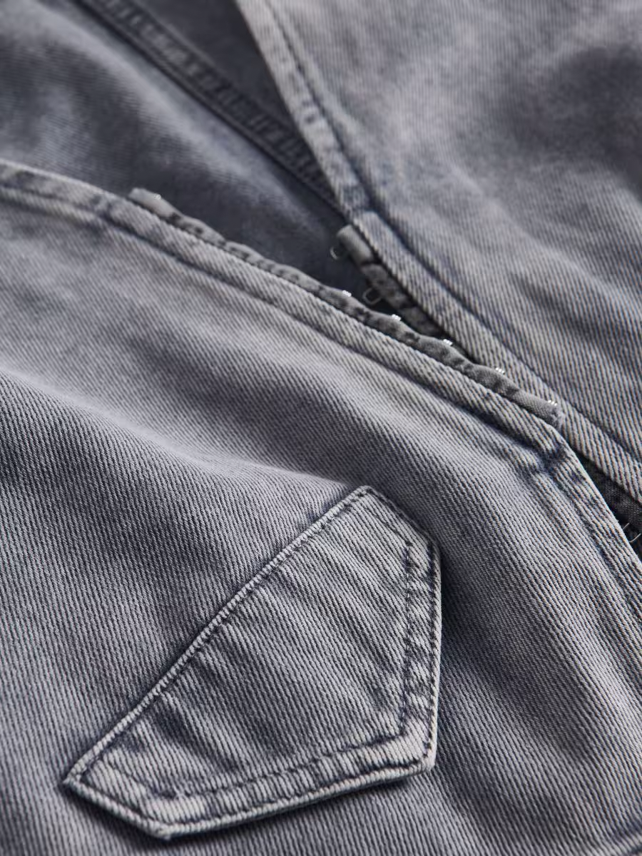 Washed Pure Cotton Denim Vest