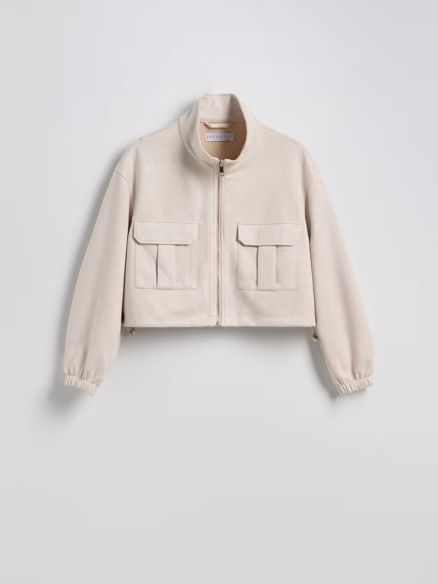 Faux Suede Zip-up Oversize Jacket