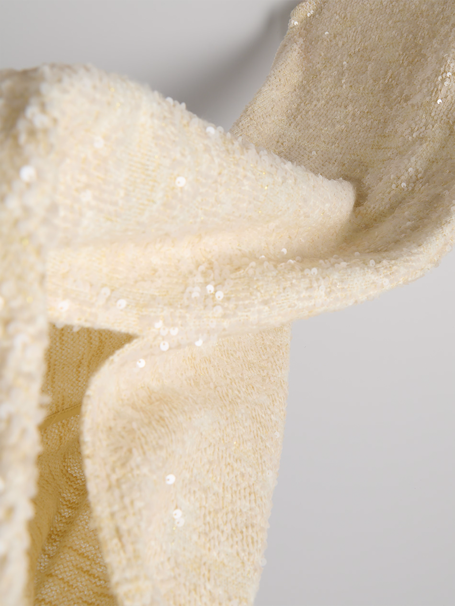 Cream Party Women Sequin Dress