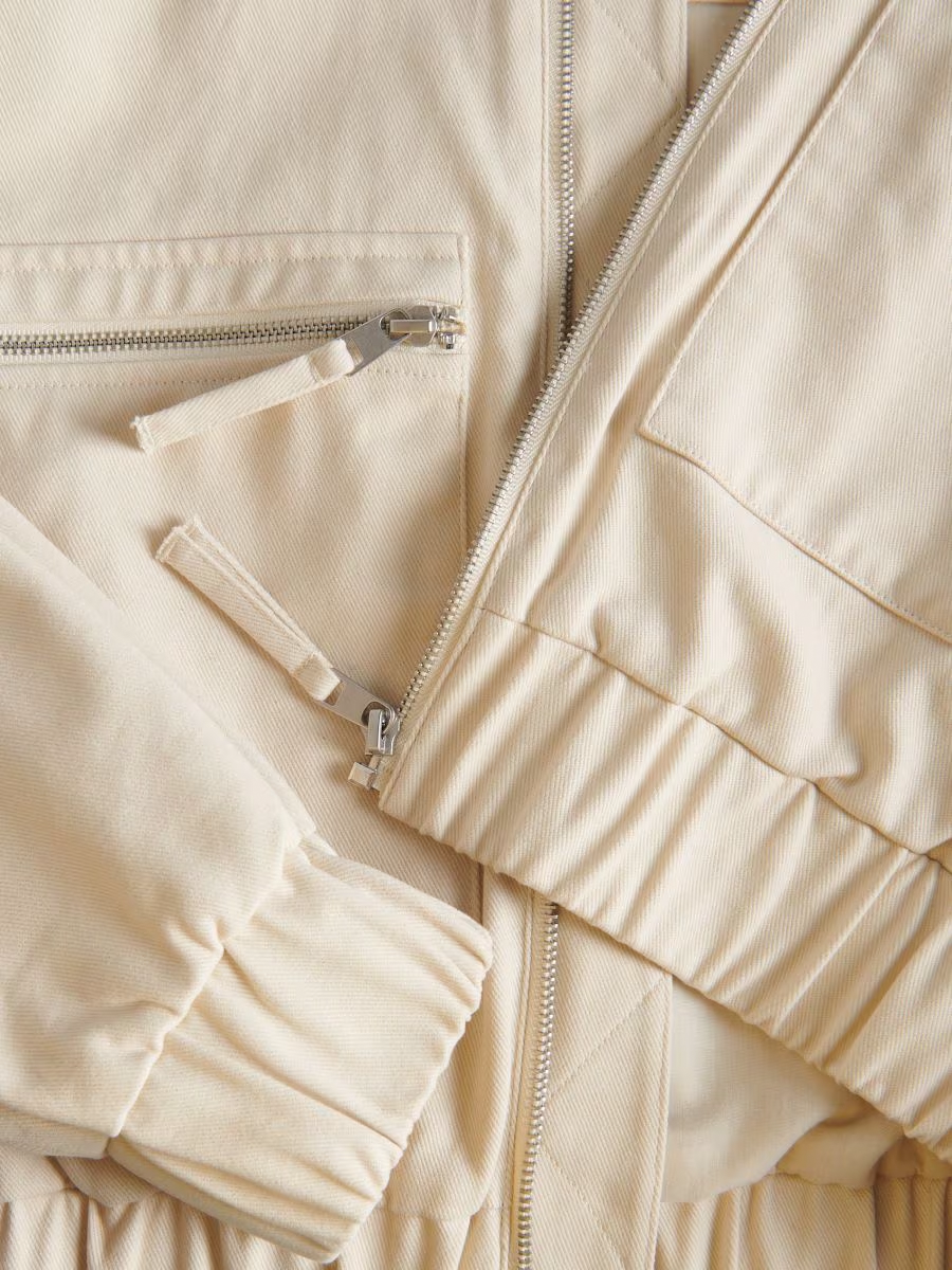 Cotton Bomber Jacket With Zip Pockets