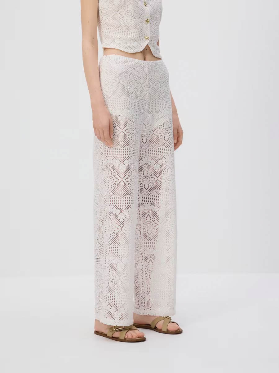 Openwork Pattern Vest And Pants Set