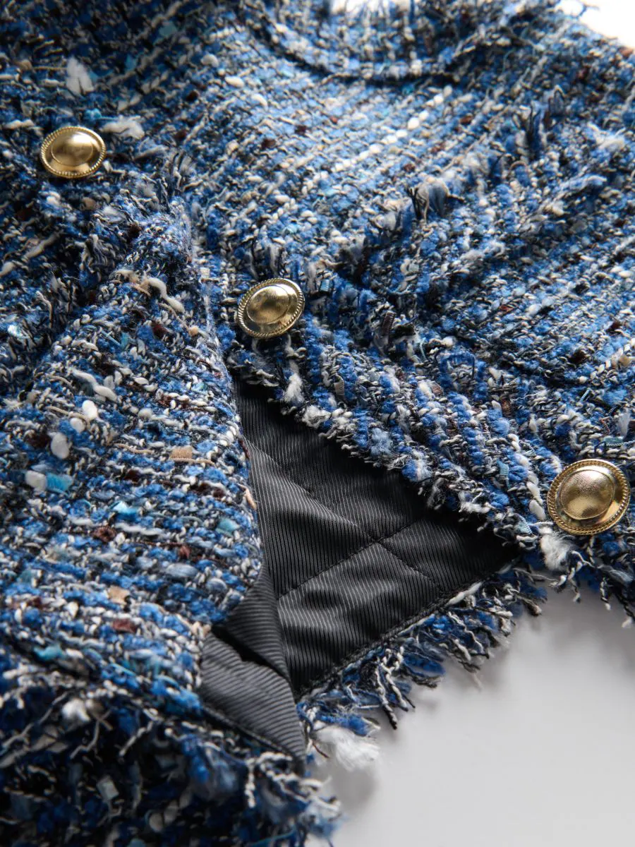 Cotton Blend Sleeveless Vest Jacket