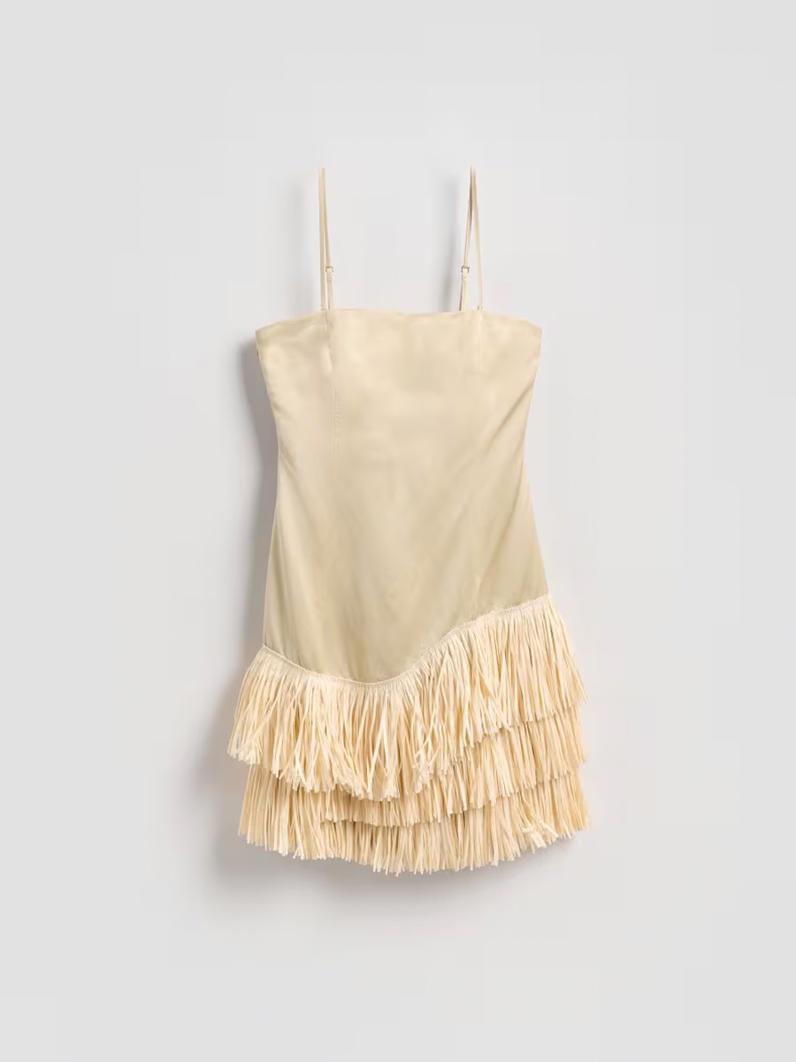 Strapless Tube Top Tassel Women Dress