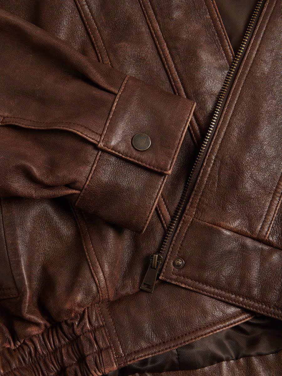 Vintage Brown Faux Leather Oversize Jacket