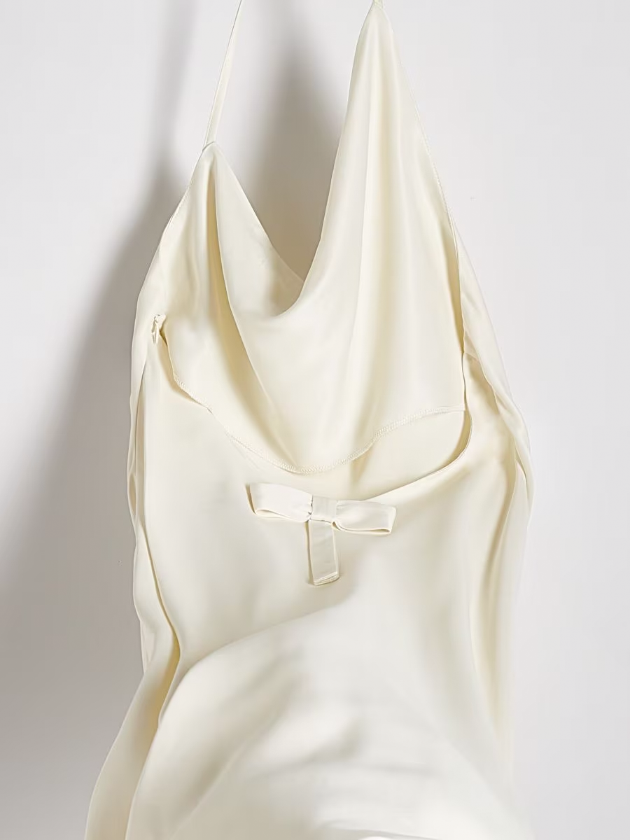 Asymmetric Neckline Premium Satin Women Maxi Dress