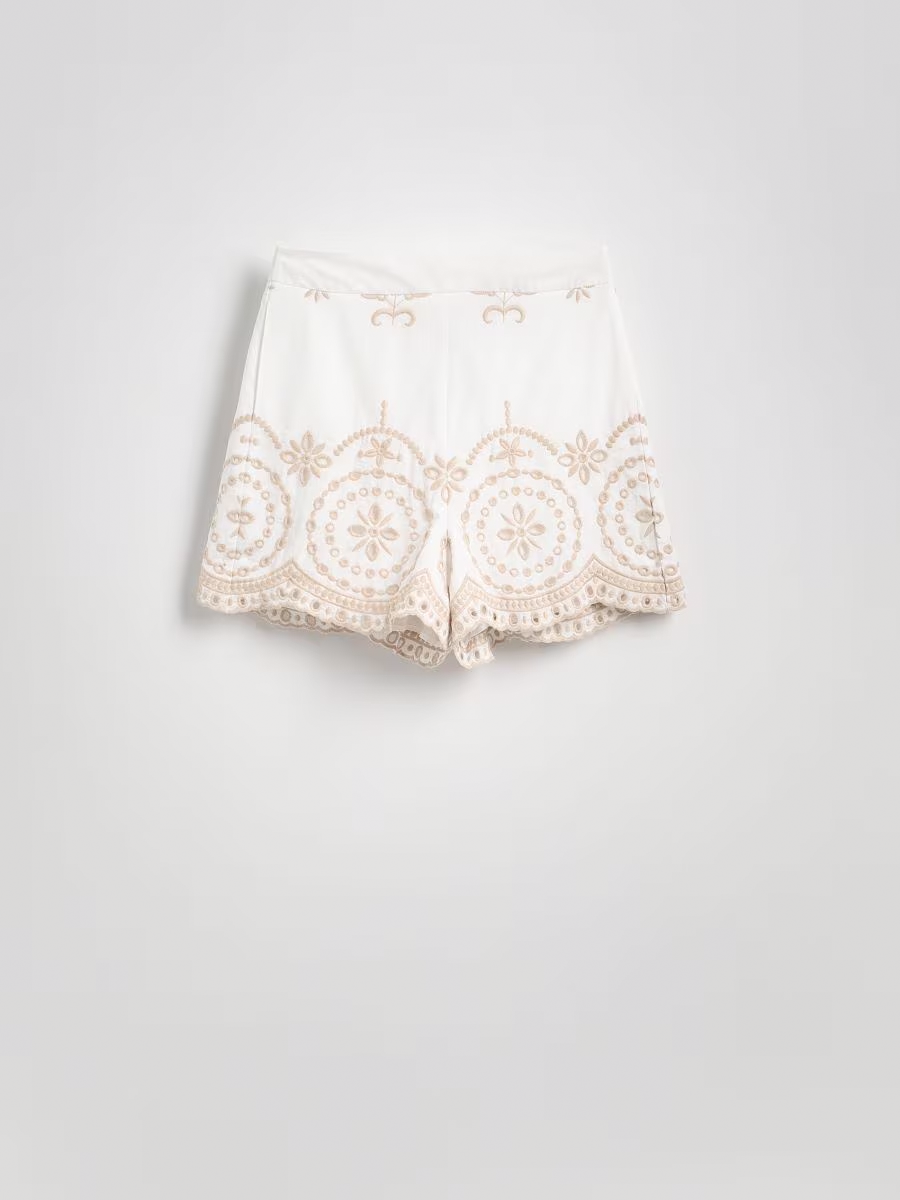 Vintage Embroidery Pattern Lace-Up Shirt and Shorts Set