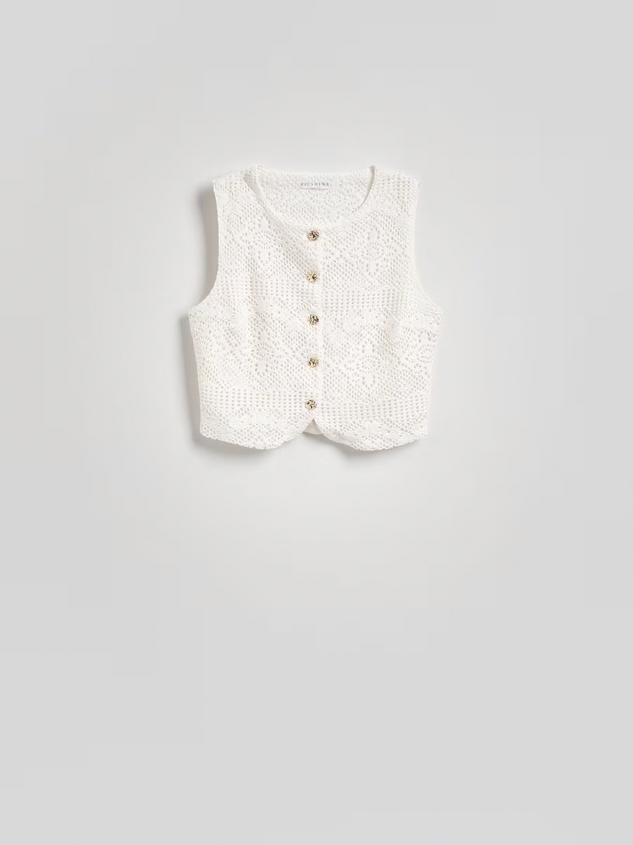 Openwork Pattern Vest And Pants Set