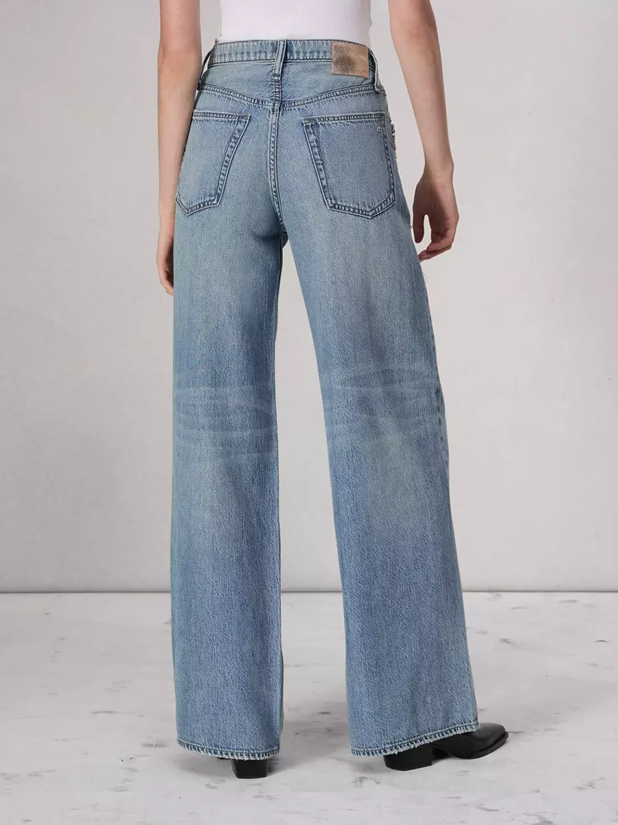 Crystal Embellished Wide Leg Women Jeans