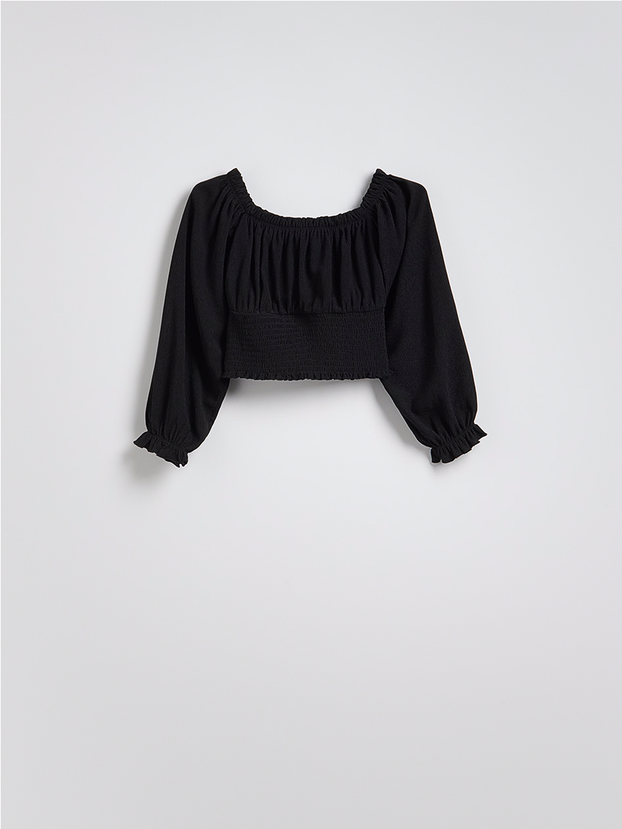 Off-Shoulder Backless Ruffled Blouse