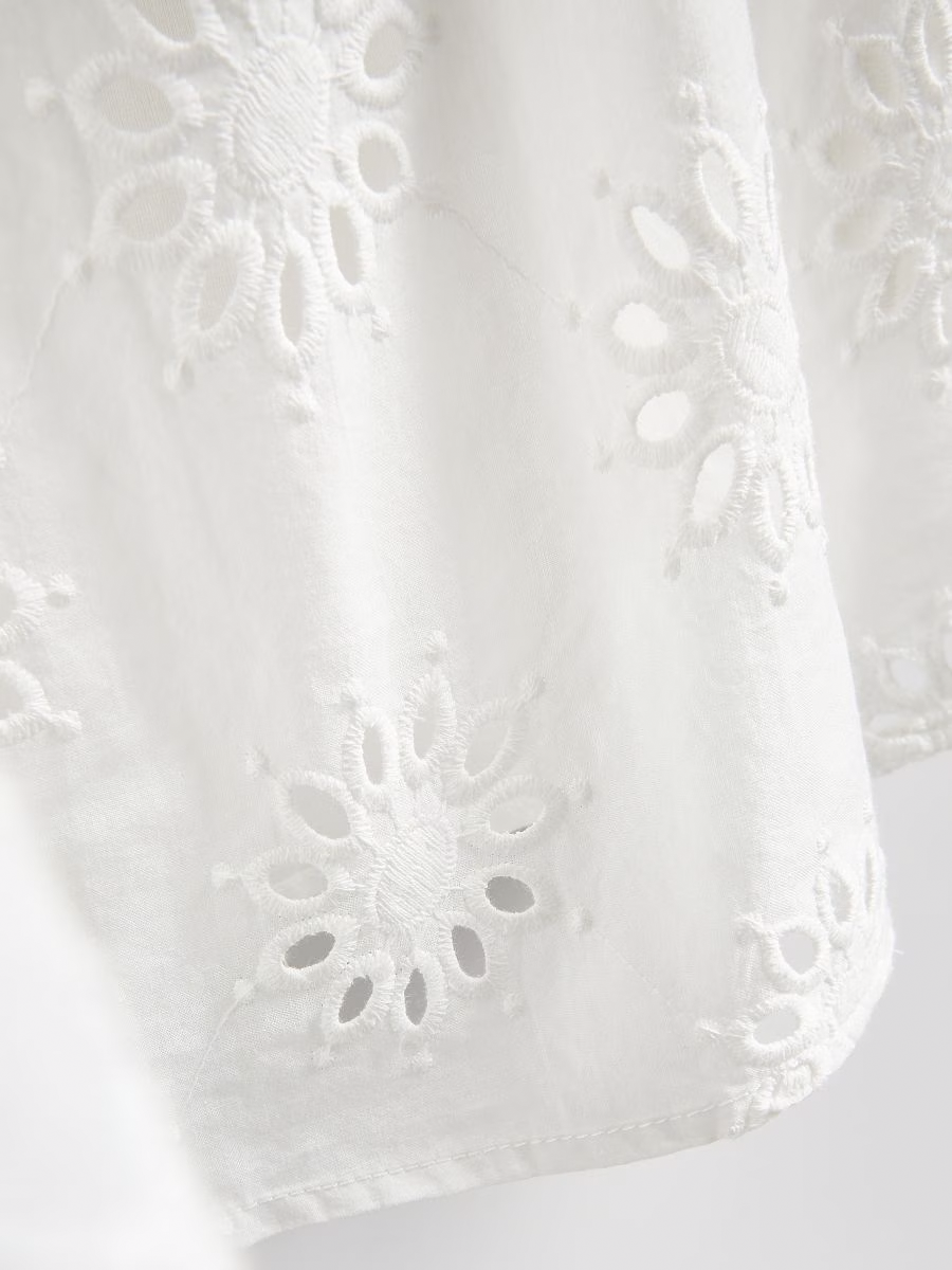 Puff Sleeve Openwork Blouse and Skirt Set