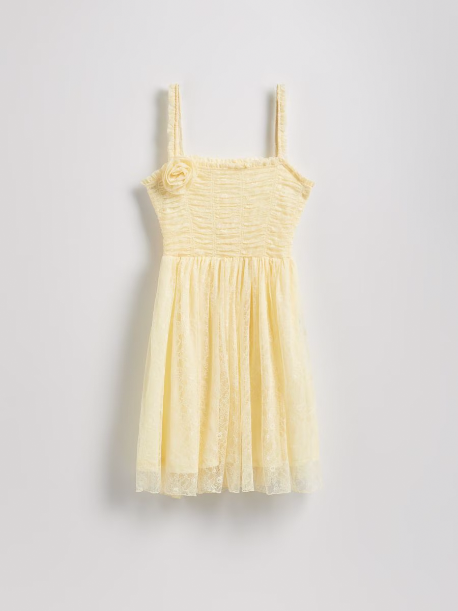 Lace Flower Embellished Mini Dress