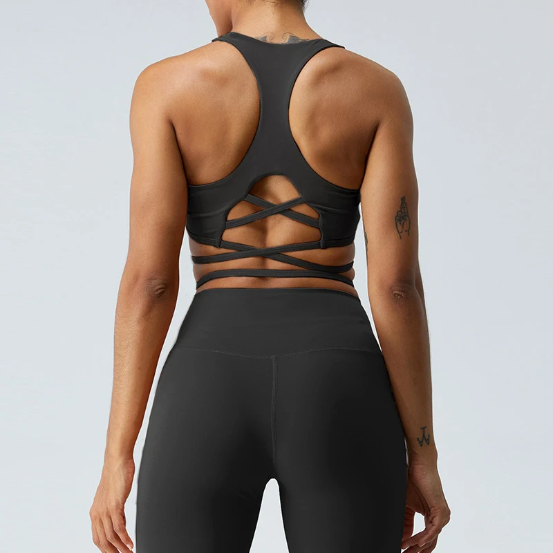 Shockproof Gym Top Women Train Yoga r Fitness Workout Back Cross Sports Bra -Zieline
