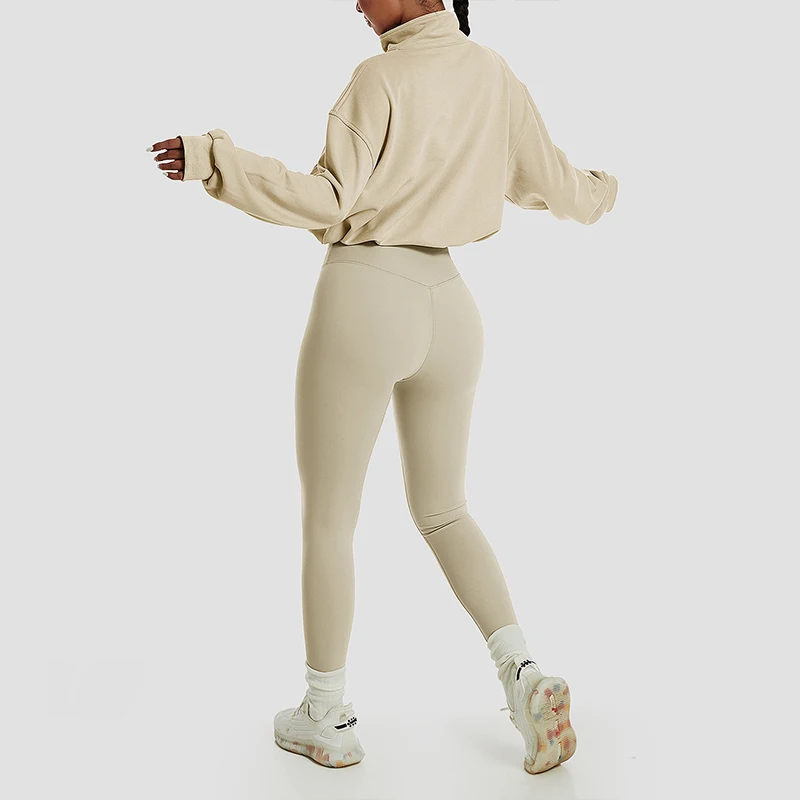  High Collar Coat Running Women's Sports Gym Tights Half Zipper Jacket-Zieline