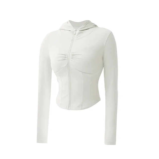 Quick-Dry Long Sleeves Sports jackets Gym Top Female Yoga Tights Zipper Hoodie-Zieline