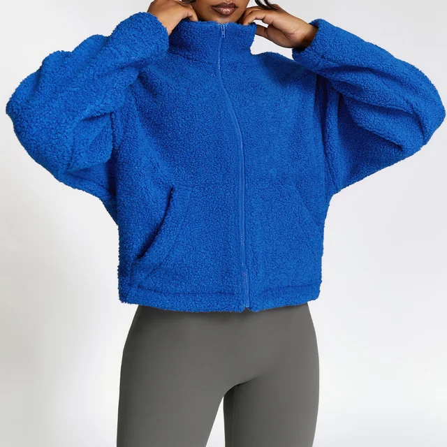 Fleece Fitness Exercise Thick Fleece Coat Gym Crop Tops Activewear  Jacket