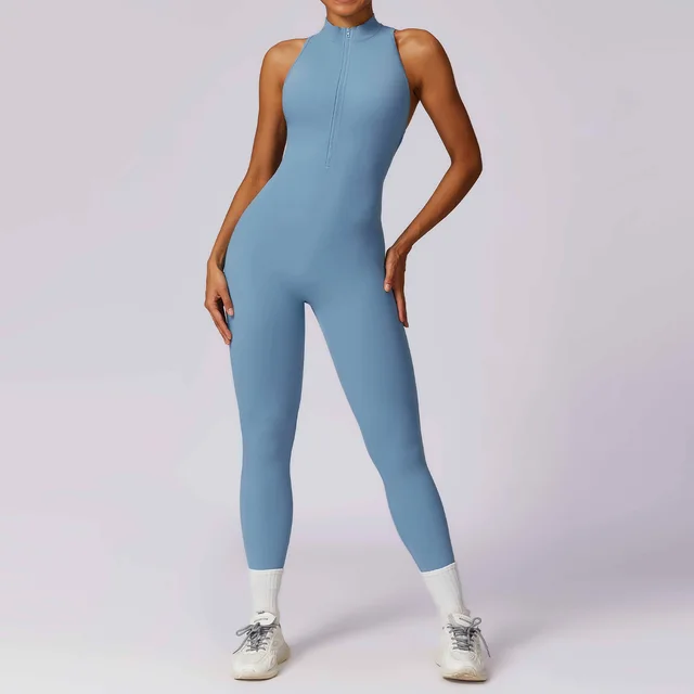 One-piece Jumpsuits Women Sporty Workout Zipper Long Sleeve Skinny Activity Wear Rompers