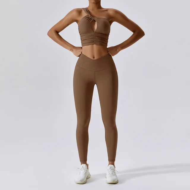 2Piece Gym Yoga Set  Long Sleeve Fitness Bra Sports Leggings Tracksuits-Zieline