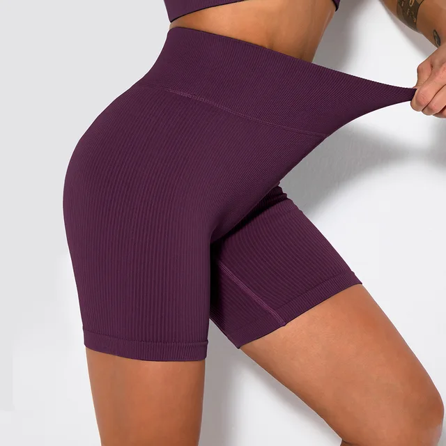 High Waist Sports Shorts Seamless Upward Push Gym Running Exercise Fitness Tight Shorts