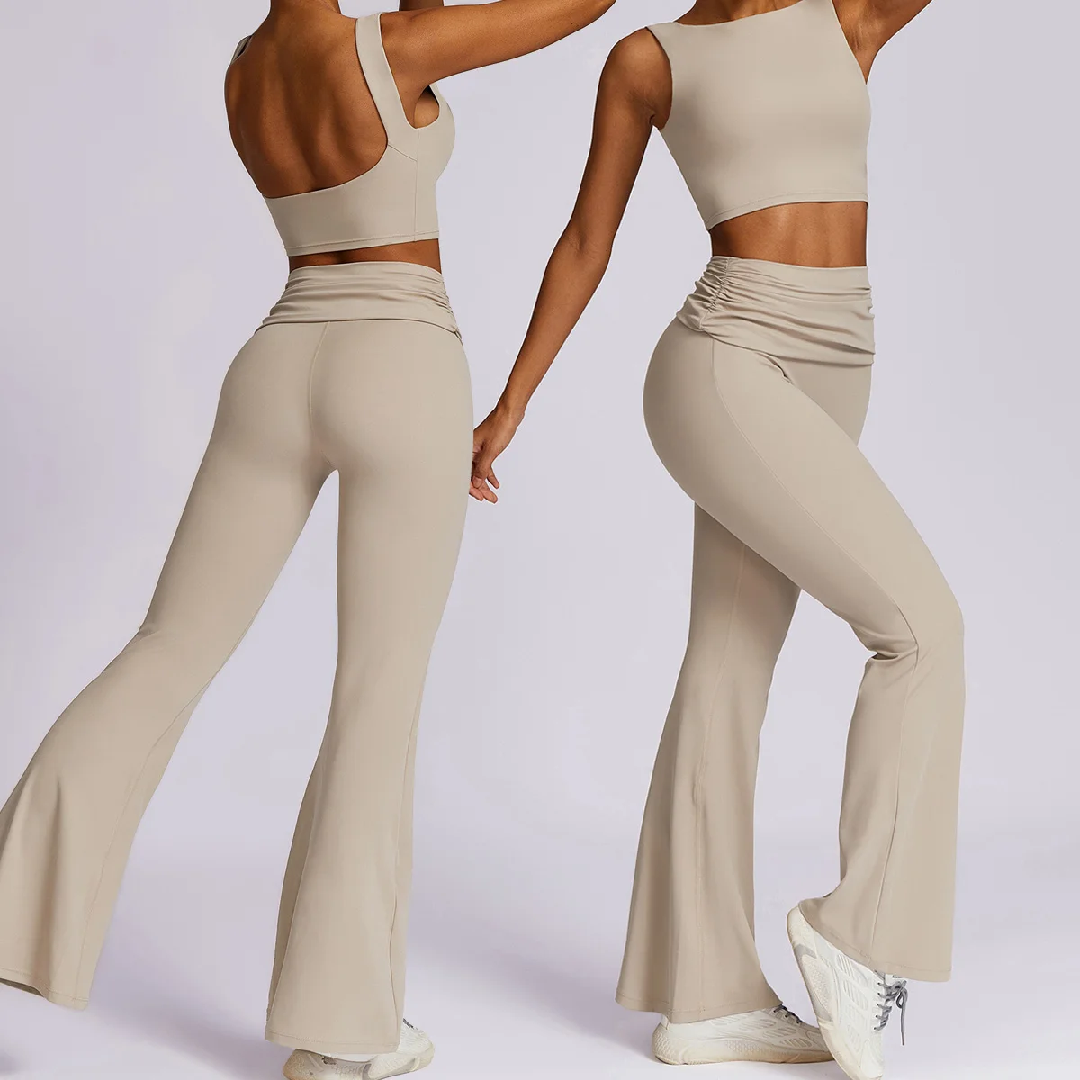 2pcs Seamless Woman Sportswear Sport Outfit High Waist Leggings Set 