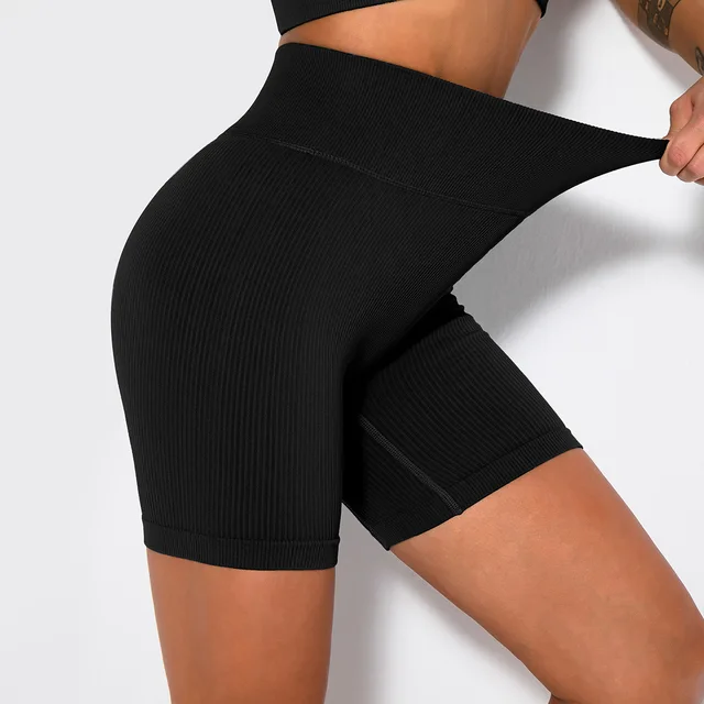 High Waist Sports Shorts Seamless Upward Push Gym Running Exercise Fitness Tight Shorts