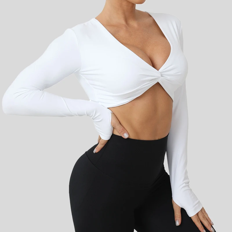 Quick Dry  Outdoor Leisure Long Sleeved Top Female Cross Sportswear Gym Crop Top -Zieline