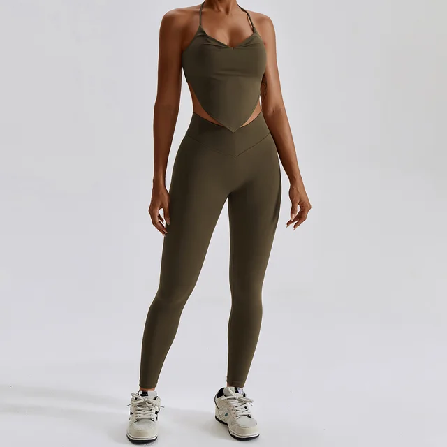 2Pcs Workout Crop Top High Waist Leggings Shorts Fitness Gym Wear Knitted Sport Suits Sportswear