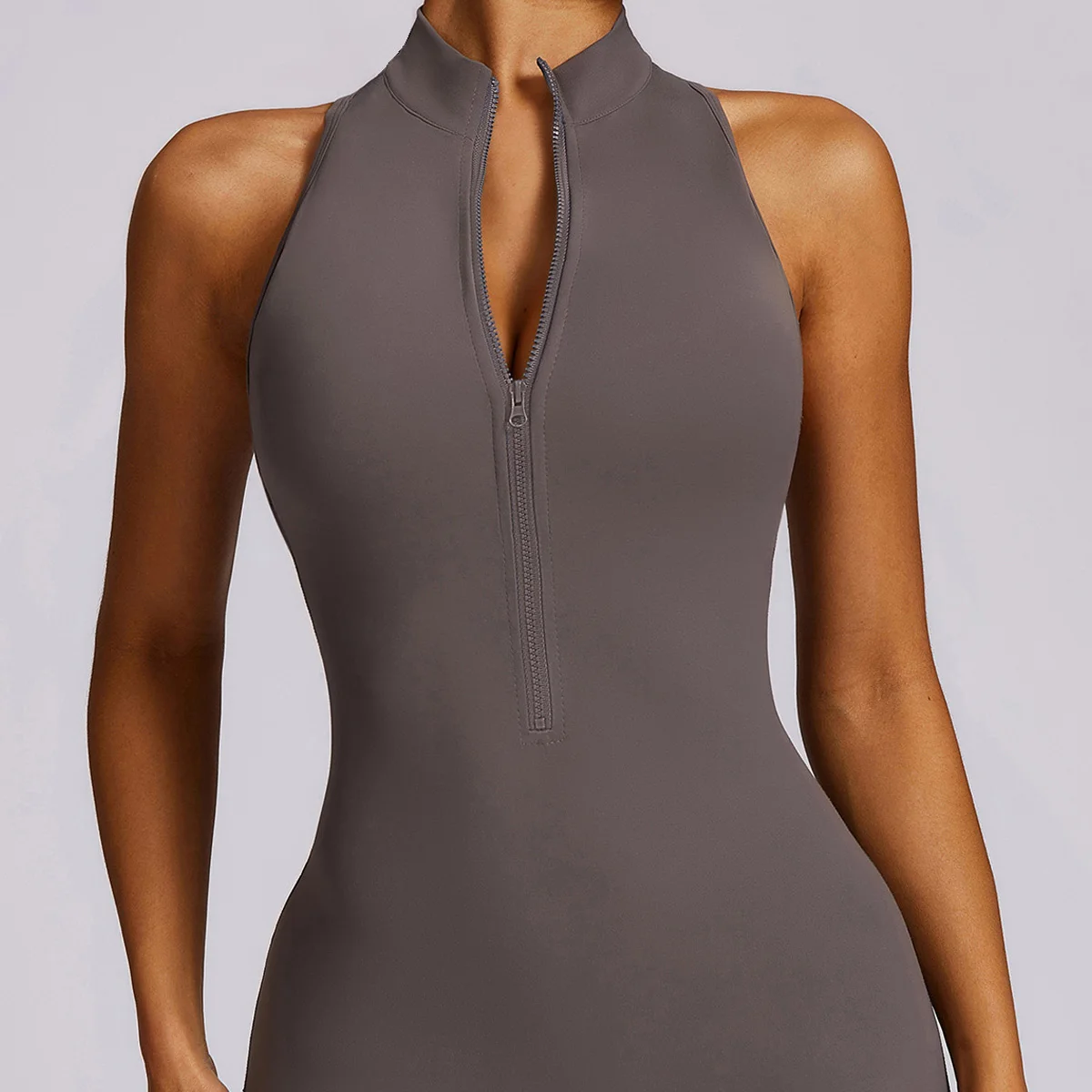 One-piece Jumpsuits Women Sporty Workout Zipper Long Sleeve Skinny Activity Wear Rompers