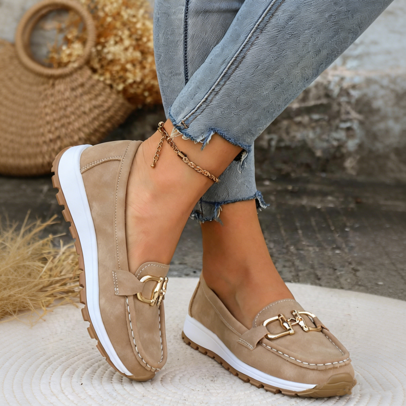 Breathable Moccasins for Women - Flat Buckle Loafers