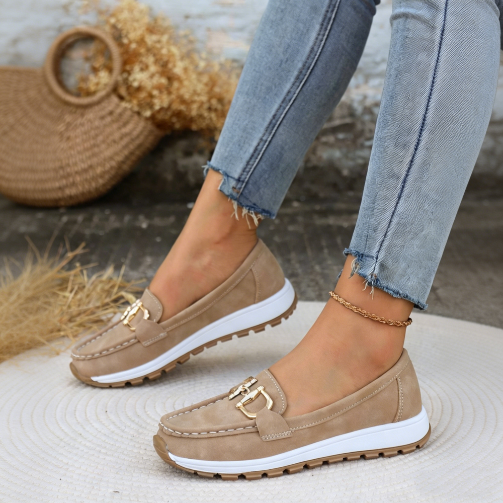 Breathable Moccasins for Women - Flat Buckle Loafers
