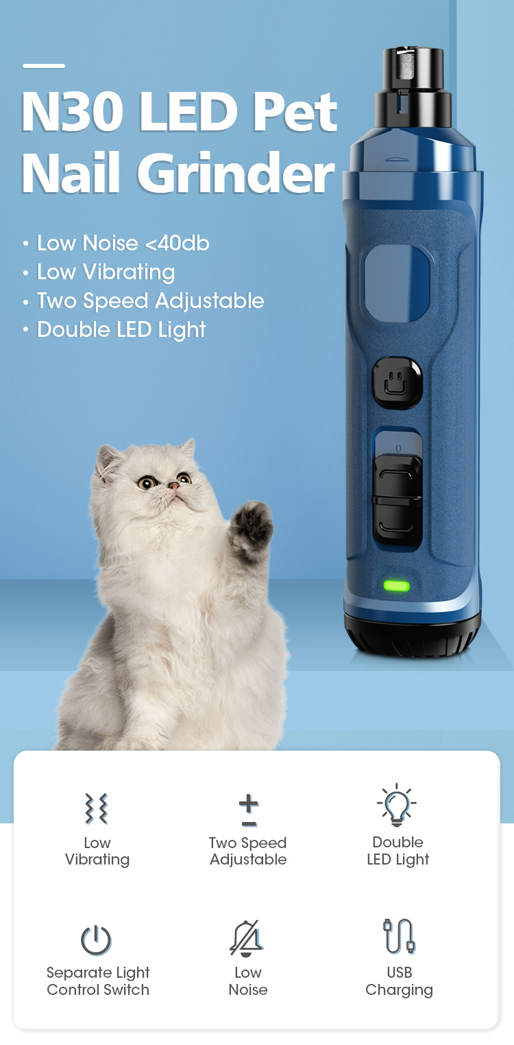 Electric Pet Dog Cat Quiet Nail Grinder Clipper Cutter Grooming Trimmer