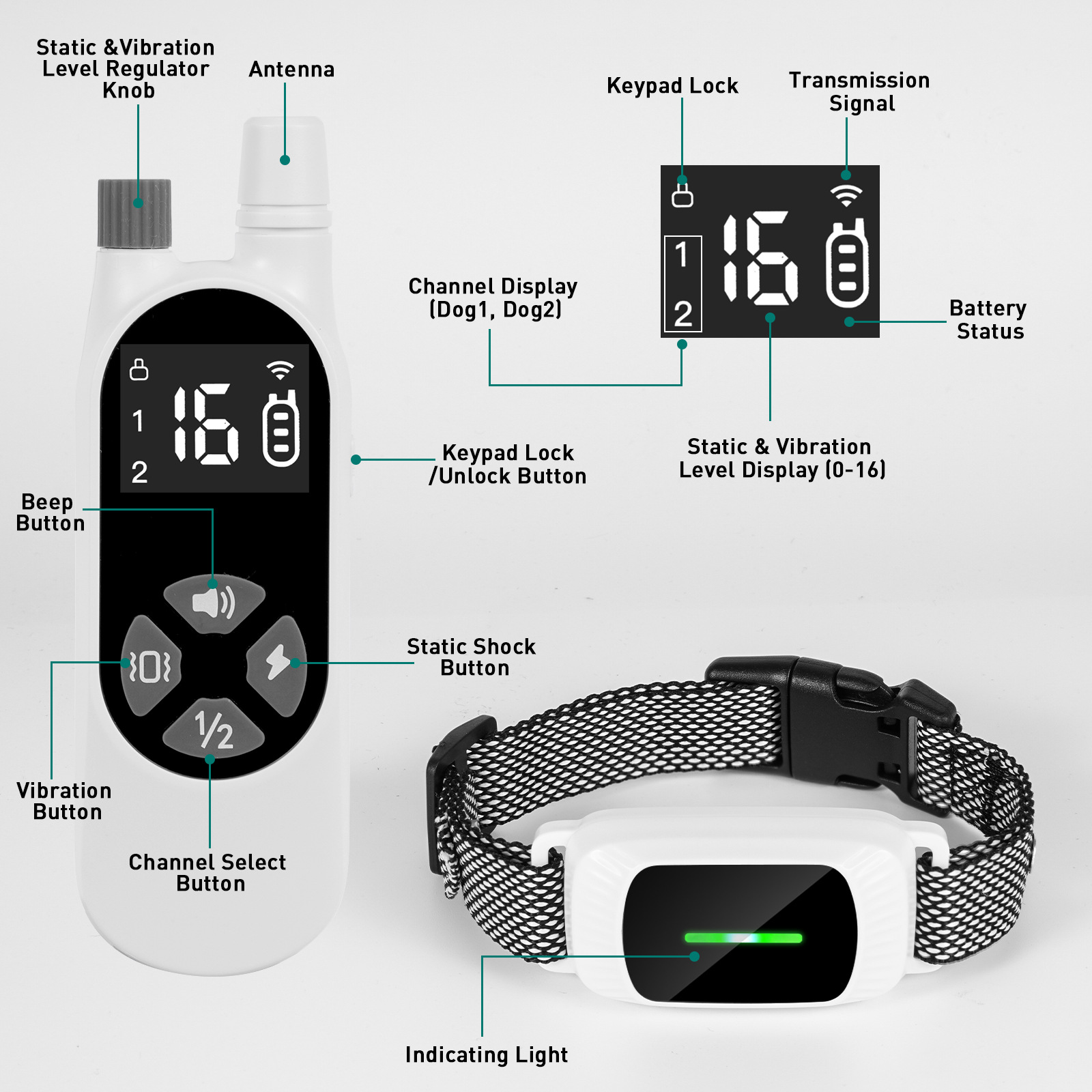 Rechargeable Dog Training Collar with Remote‑3 Safe Training Modes