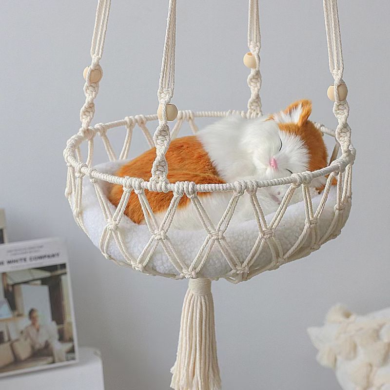 Cat Hammock, Hand-woven Cotton Rope, Round Shape
