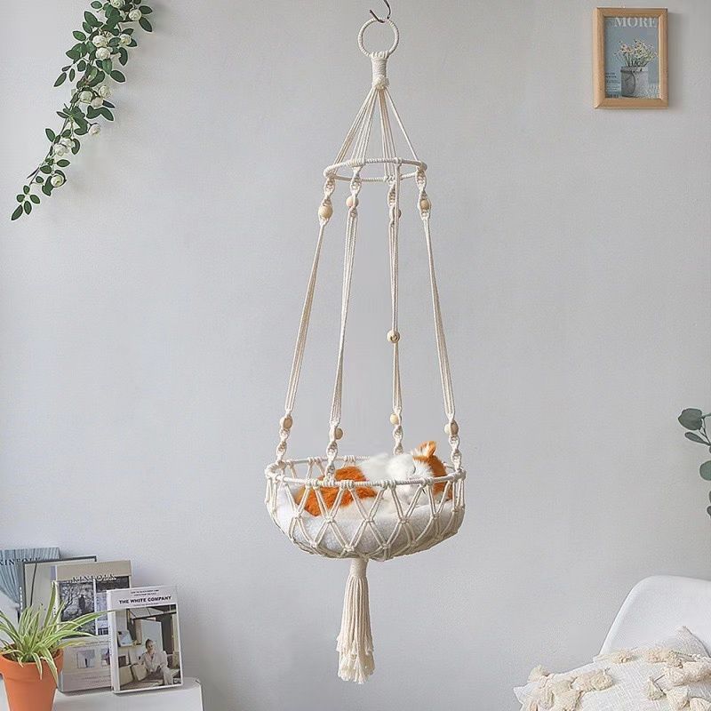 Cat Hammock, Hand-woven Cotton Rope, Round Shape