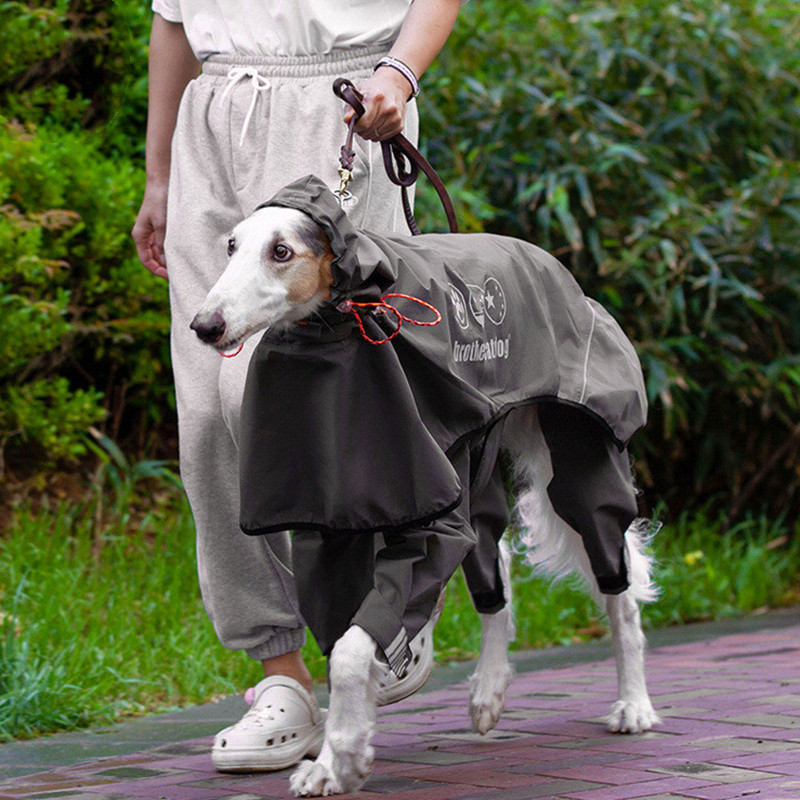 Fully Wrapped Reflective Dog Raincoat With Legs And Hood
