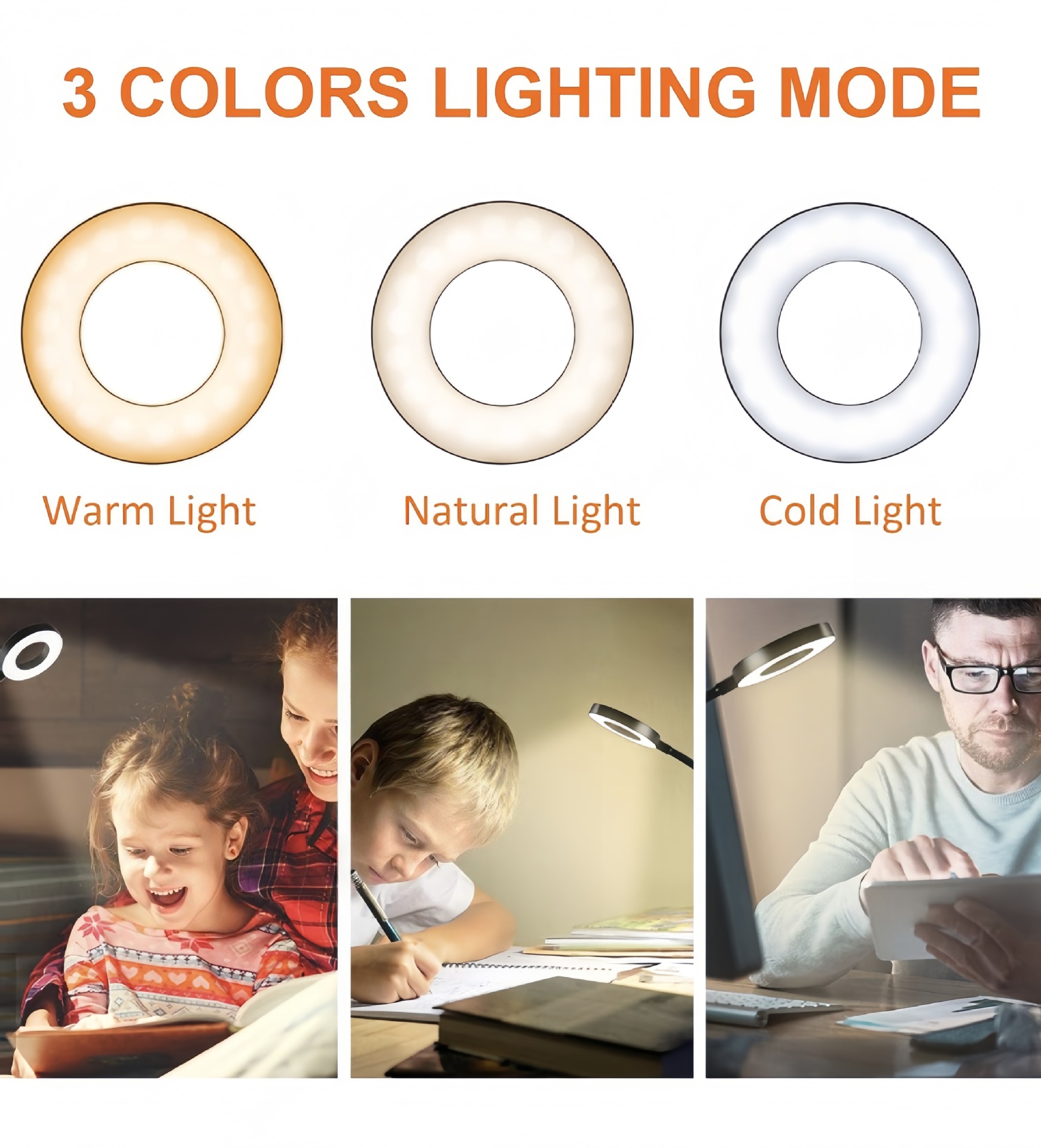 LED Reading Light with Clamp, Flexible Gooseneck Book Light for Kids