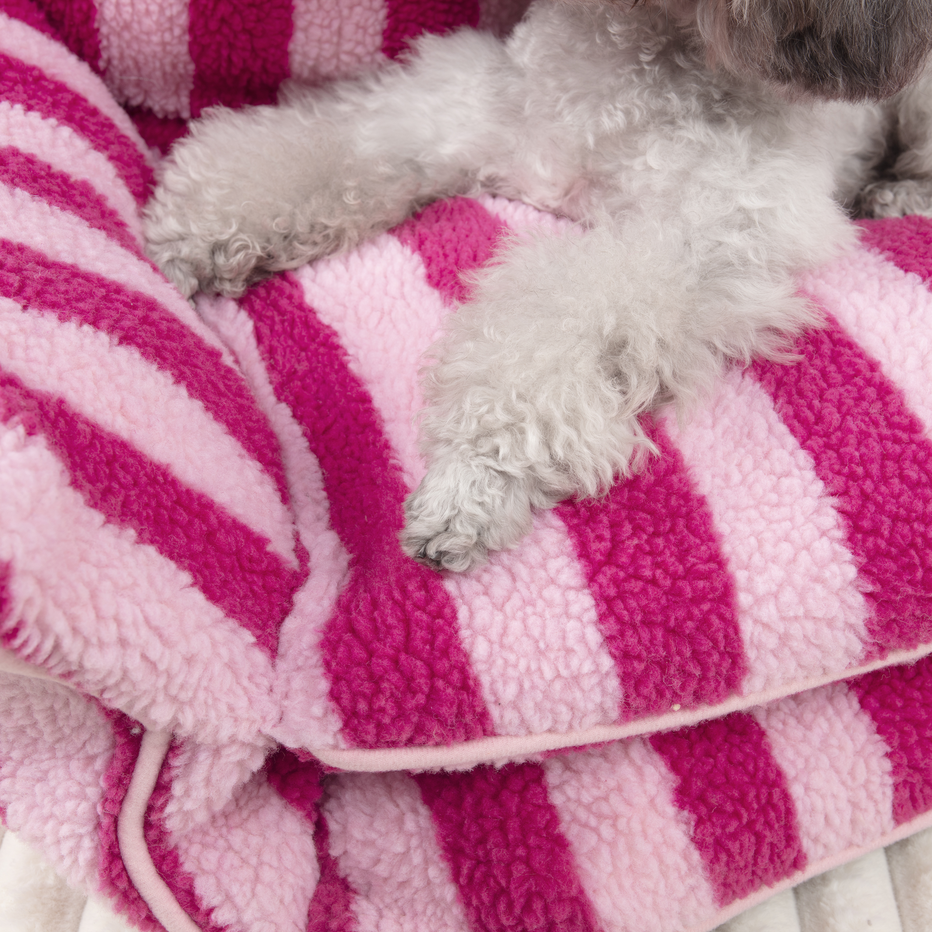 Trendy Striped Faux Lambswool Double Layer Dog & Cat Sofa Bed 
