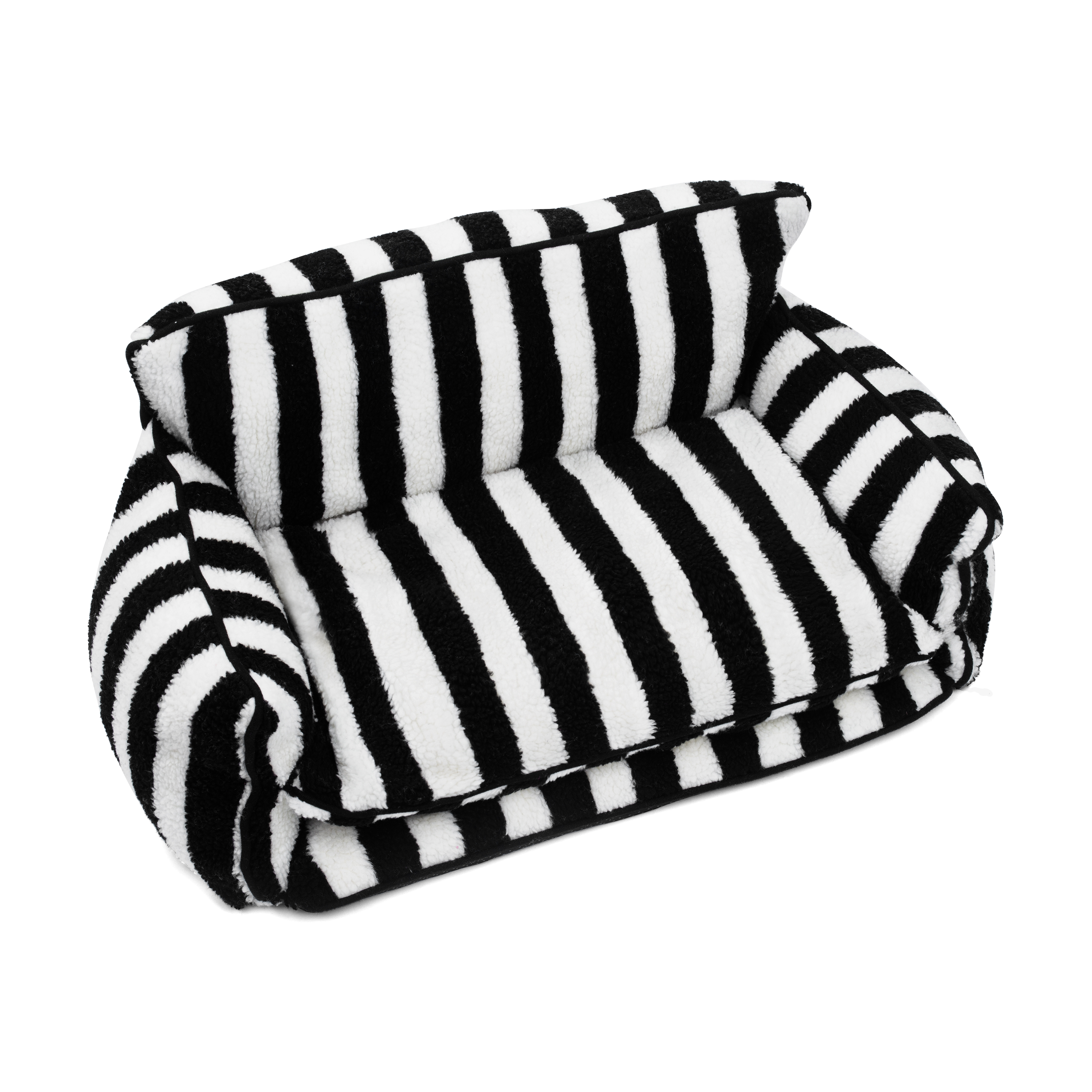 Trendy Striped Faux Lambswool Double Layer Dog & Cat Sofa Bed 