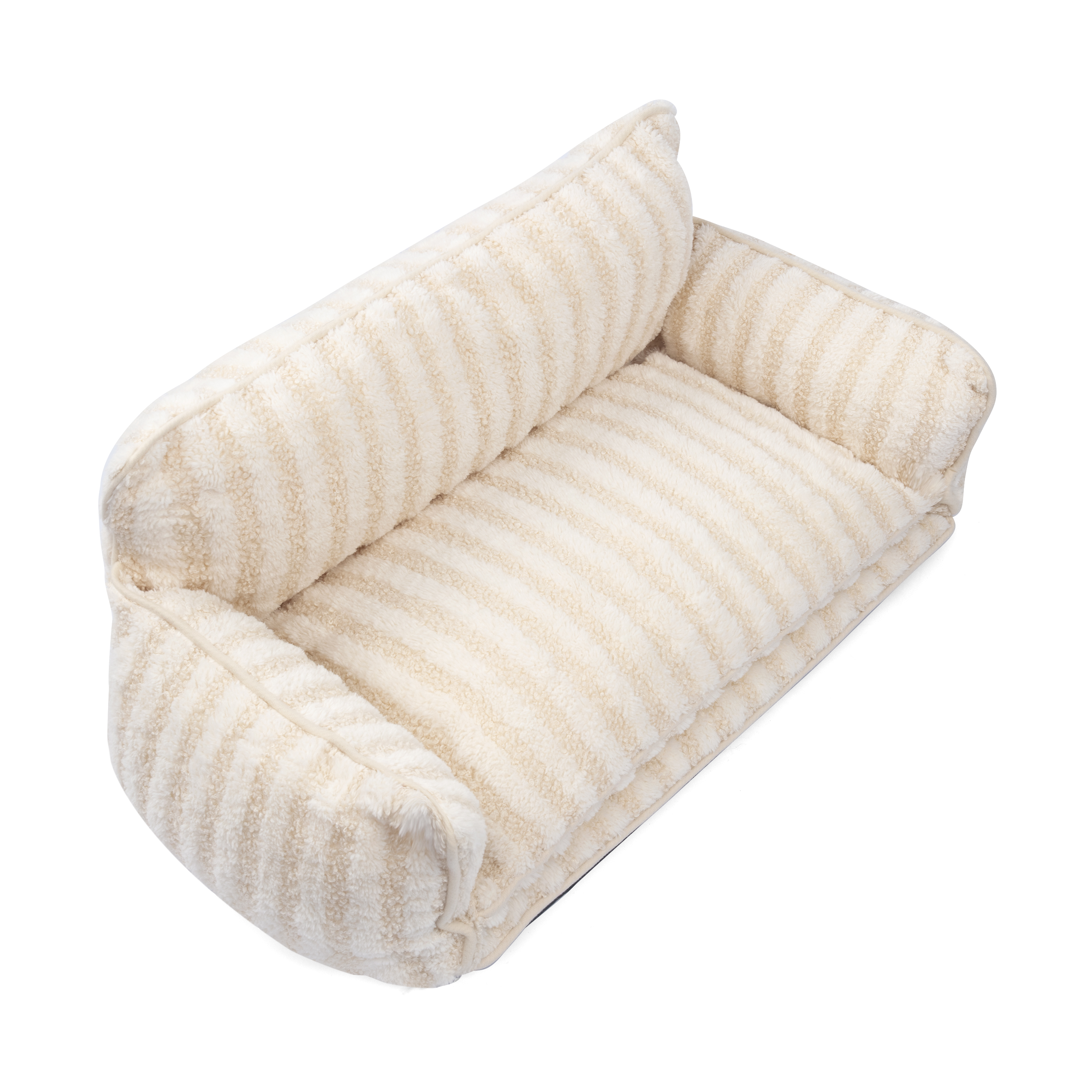Trendy Striped Faux Lambswool Double Layer Dog & Cat Sofa Bed 