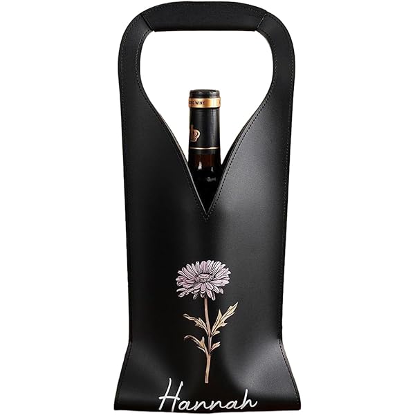 Personalized Wine Bags Leather - 5 Color Options Wine Bottle Carrier B