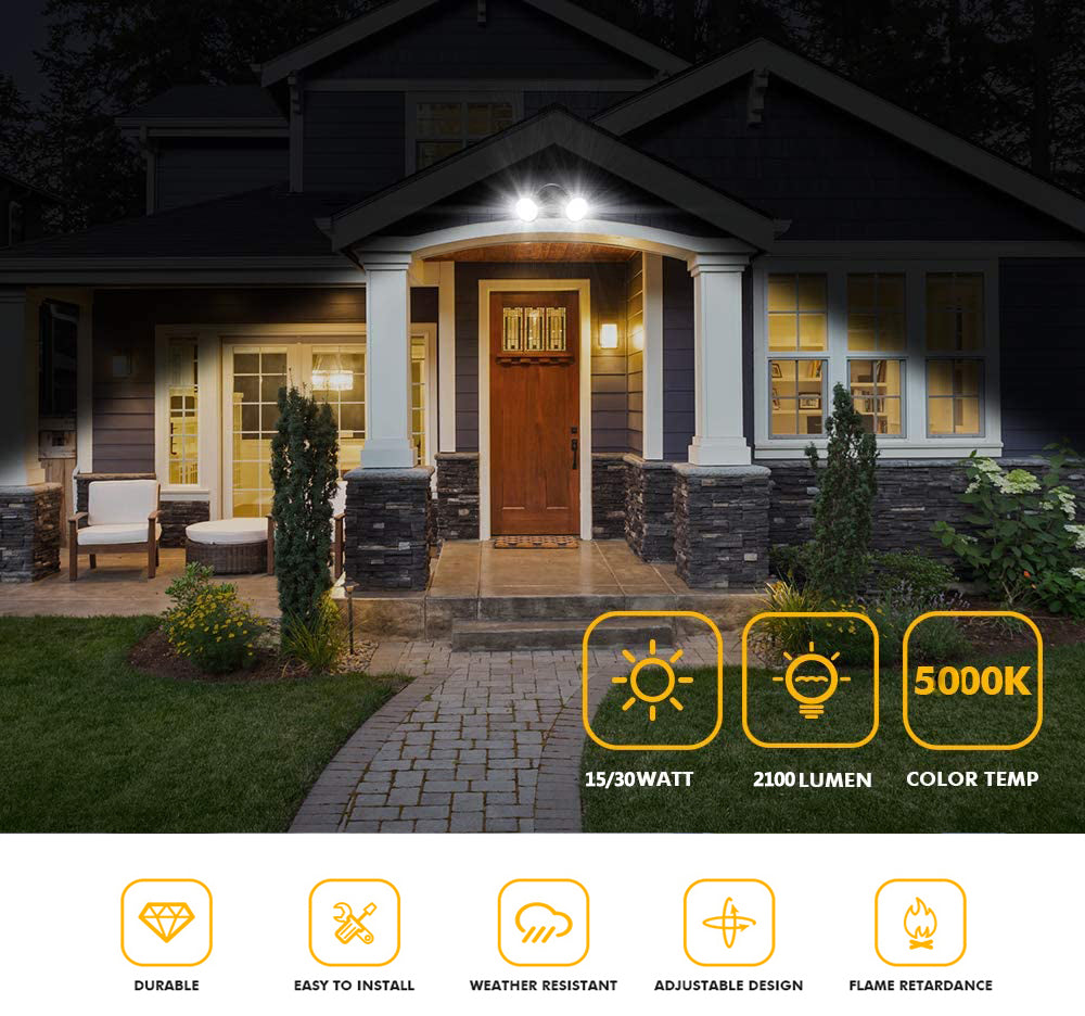 26W 5000k LED Outdoor Security Light with Motion Sensor Garage Spotlight Light Matt Black IP56