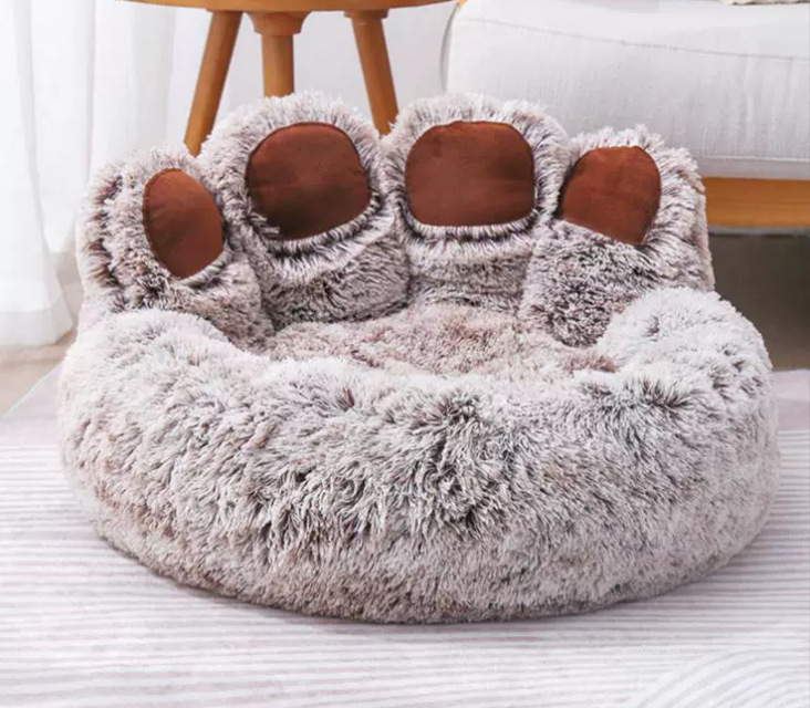 Anti-Anxiety Calming Bear Paw Bed for Cats and Dogs