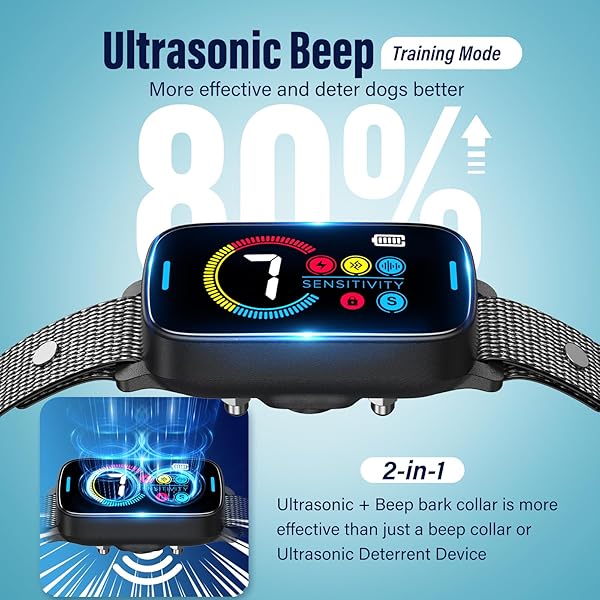 Ultrasonic Dog Bark Collar Deterrent Device，Bark Collar for Large Medium Dogs,