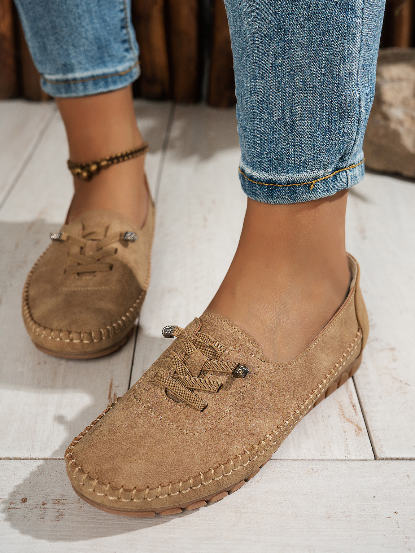 Women's Breathable Vintage Style Leather Loafers, Orthopedic Slip-On Moccasins