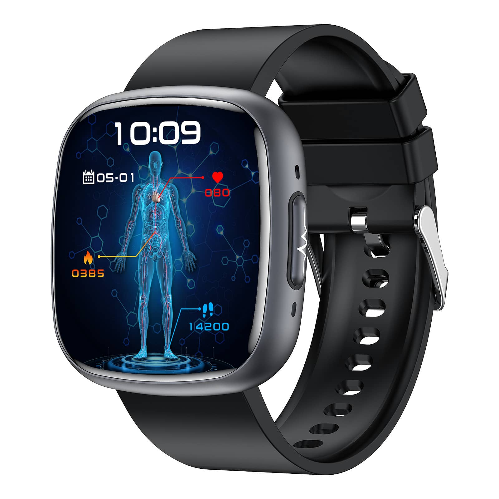Continuous Blood Glucose Blood Pressure ECG/EKG Heart Rate Monitoring 
