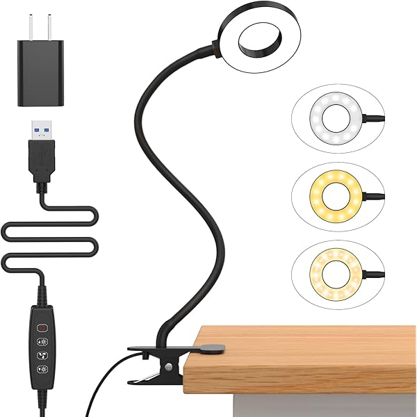 LED Reading Light with Clamp, Flexible Gooseneck Book Light for Kids