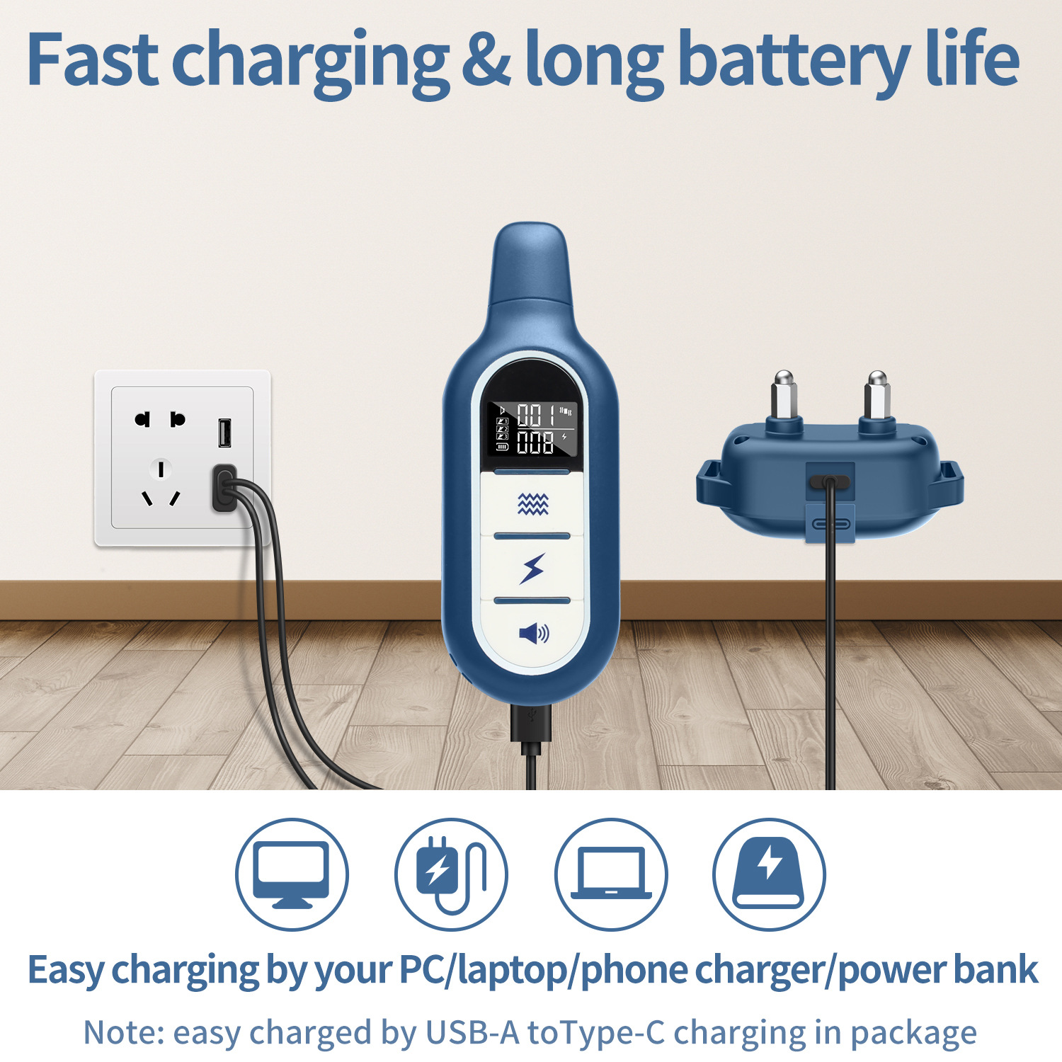 Electric Dog Training Collar with Remote Control, Waterproof, 16 Adjustable Shock Levels, 1000 m Range, Beep and Vibration Modes