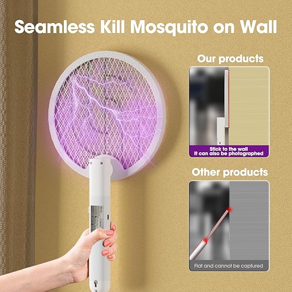 Electric Racket Bug Zapper Racket 3 in 1 Rechargeable Foldable Mosquito Swatter for Indoor and Outdoor