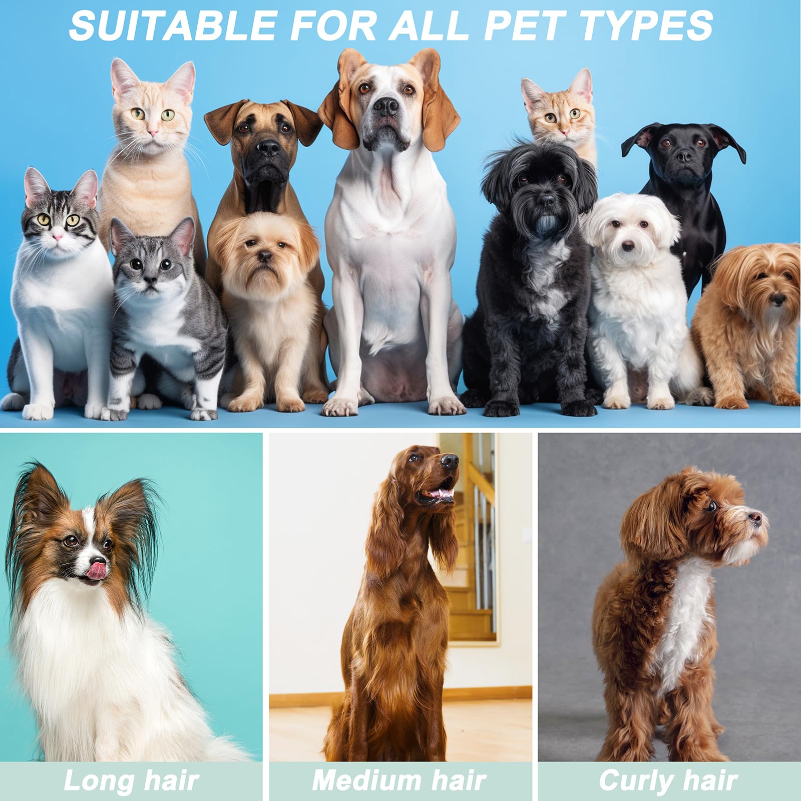 Pet Grooming Vacuum Kit, 7 in 1 Grooming Tools with Professional Clippers for All Furry Pets
